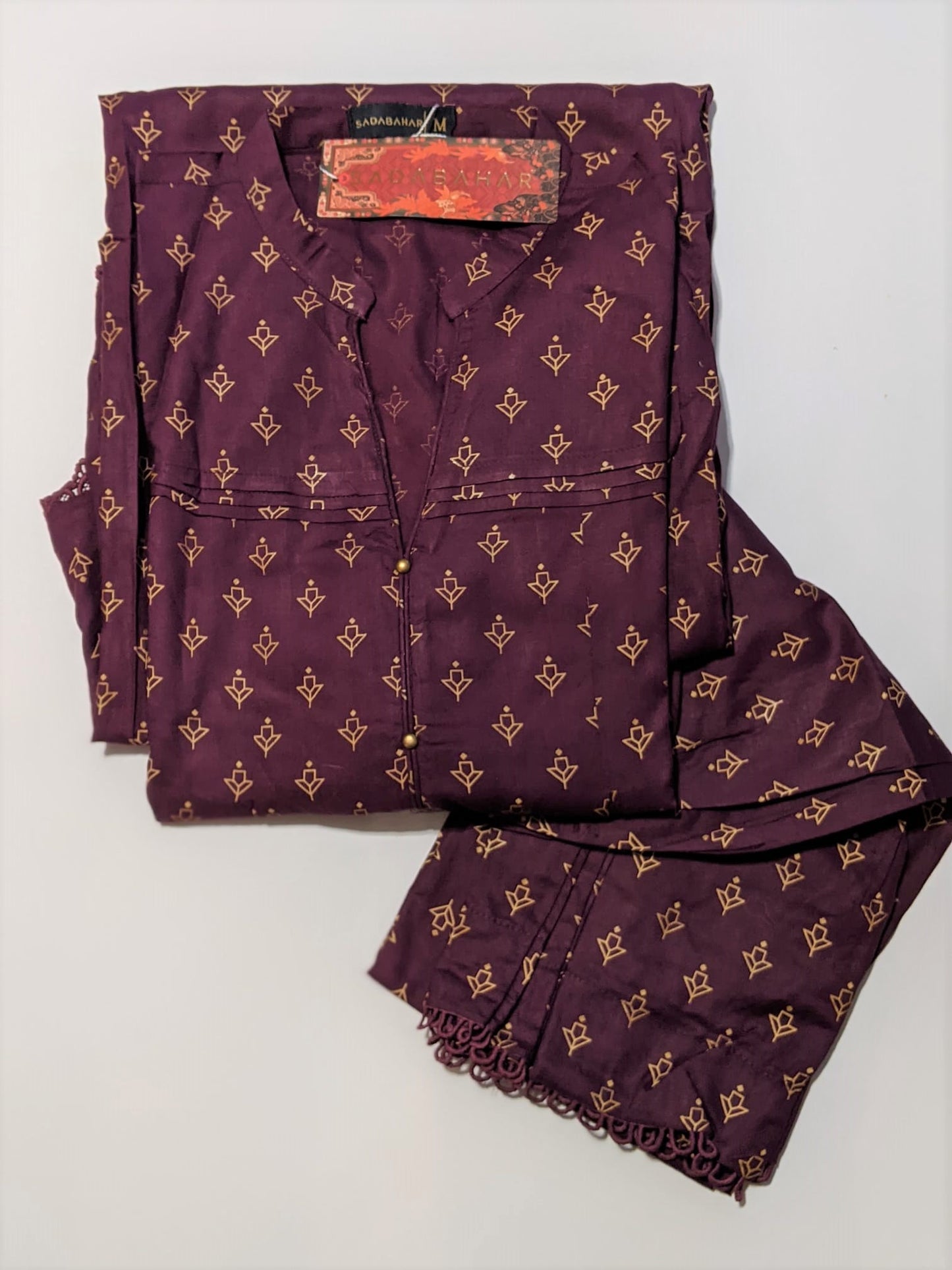 SADABAHAR Purple Linen Kameez Shalwar