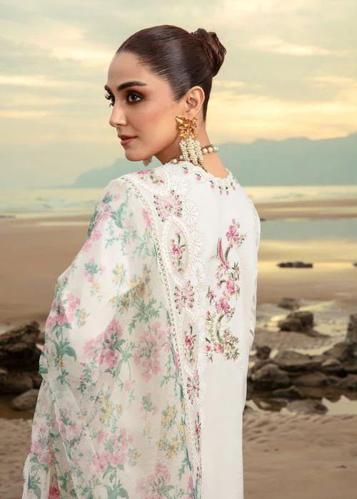 Pearl White and Blush Pink - Saira Shakira Luxury Lawn Eid Collection