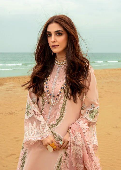 Coral Pink - Saira Shakira Luxury Lawn Eid Collection