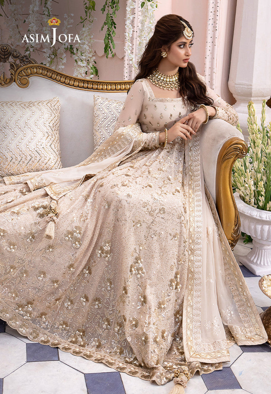 Chandni Luxury Chiffon Collection 3 Piece Custom Stitched Suit - Off-White