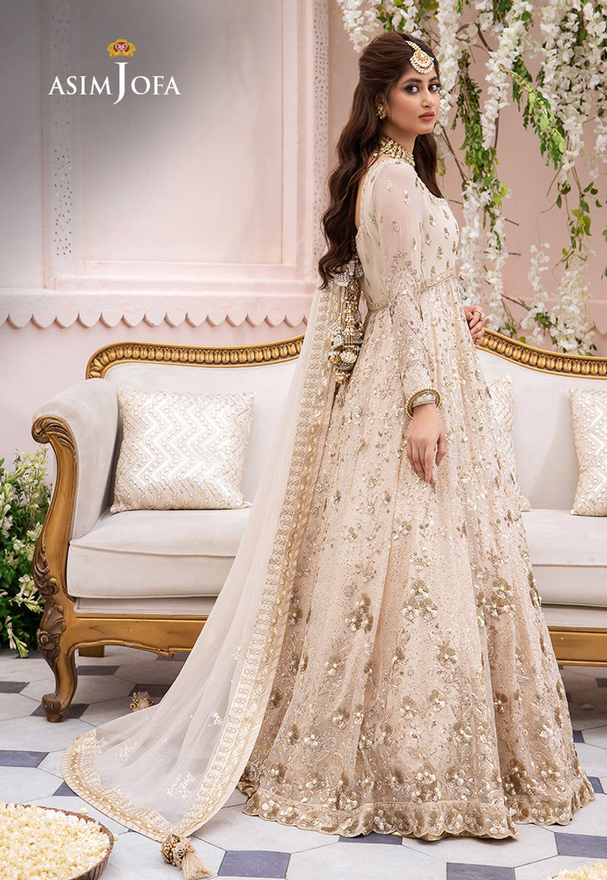 Chandni Luxury Chiffon Collection 3 Piece Custom Stitched Suit - Off-White