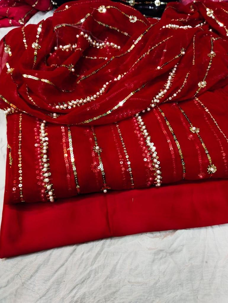 2.5 Yards Pearls Embroidery Work Dupatta - Available by Order