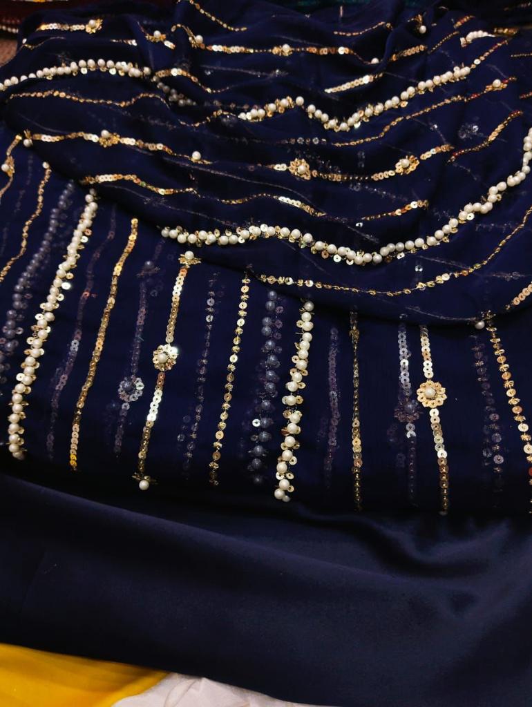 2.5 Yards Pearls Embroidery Work Dupatta - Available by Order