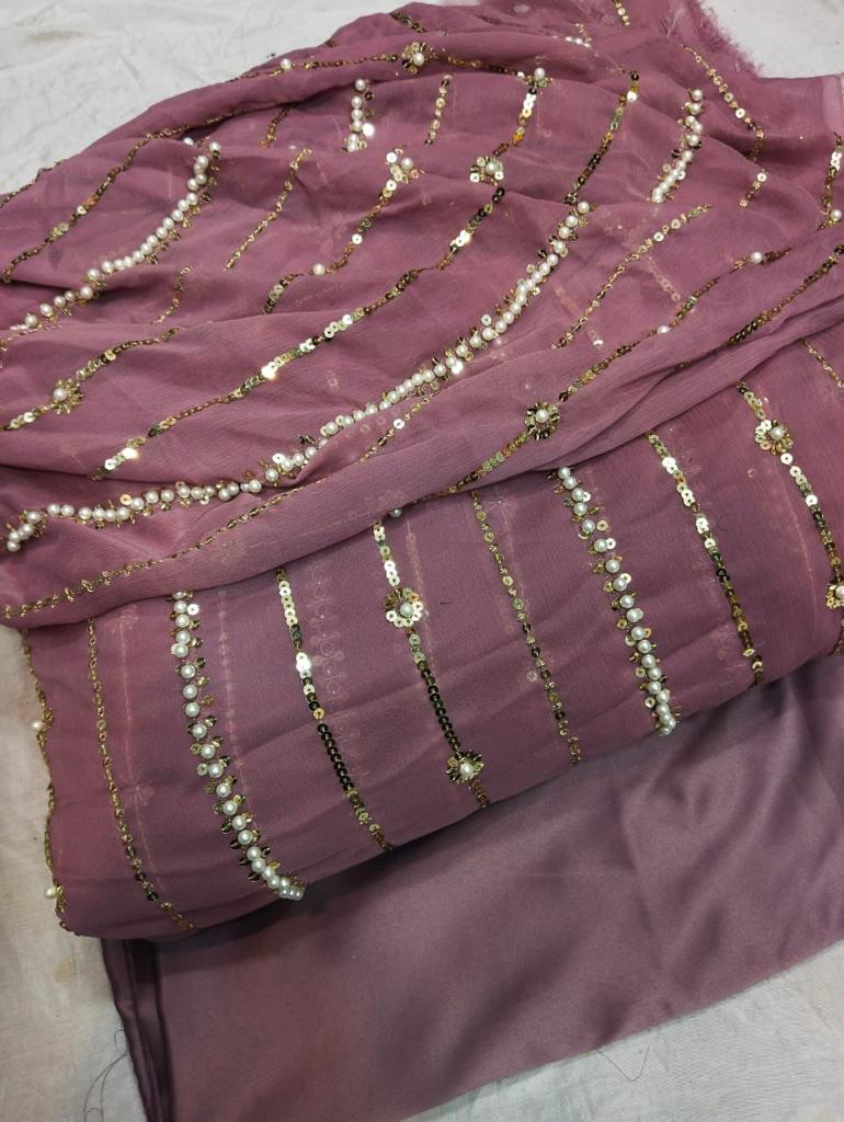 2.5 Yards Pearls Embroidery Work Dupatta - Available by Order