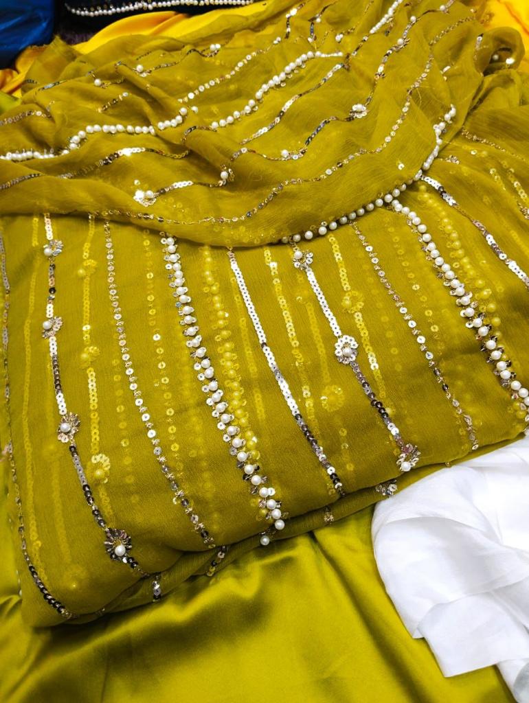 2.5 Yards Pearls Embroidery Work Dupatta - Available by Order