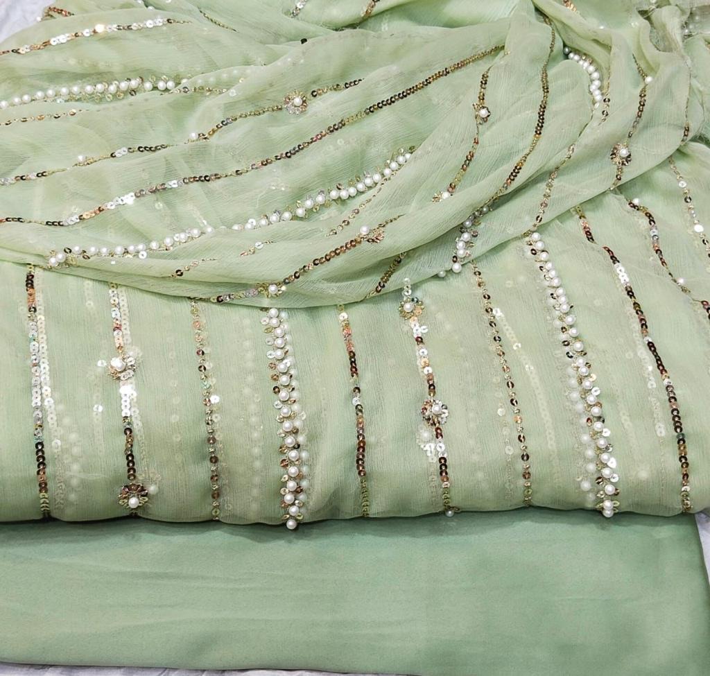 2.5 Yards Pearls Embroidery Work Dupatta - Available by Order