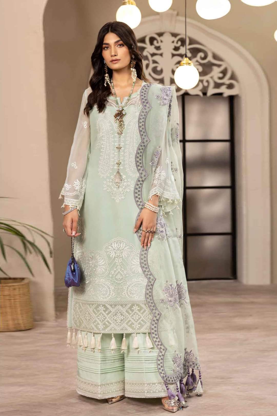 Chiffon Embroidered Suits with Embroidery Velvet Shawl and Embroidery Dupatta Unstitched 3 Piece Luxury Collection