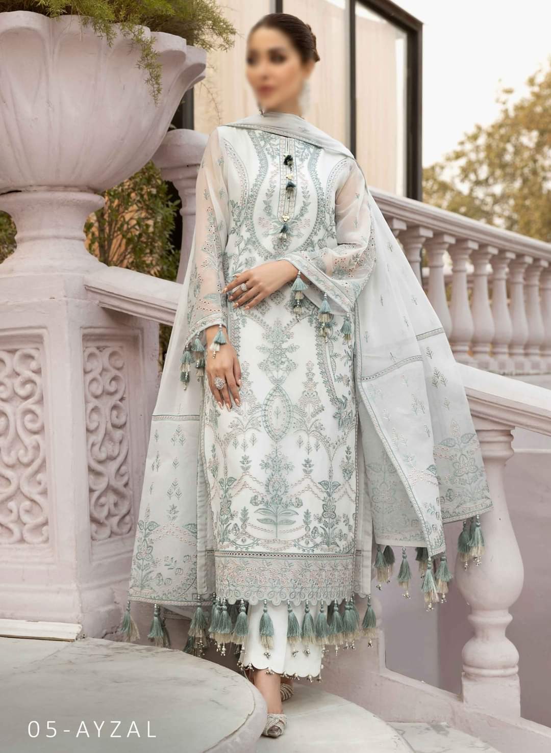 Chiffon Embroidered Suits with Embroidery Velvet Shawl and Embroidery Dupatta Unstitched 3 Piece Luxury Collection