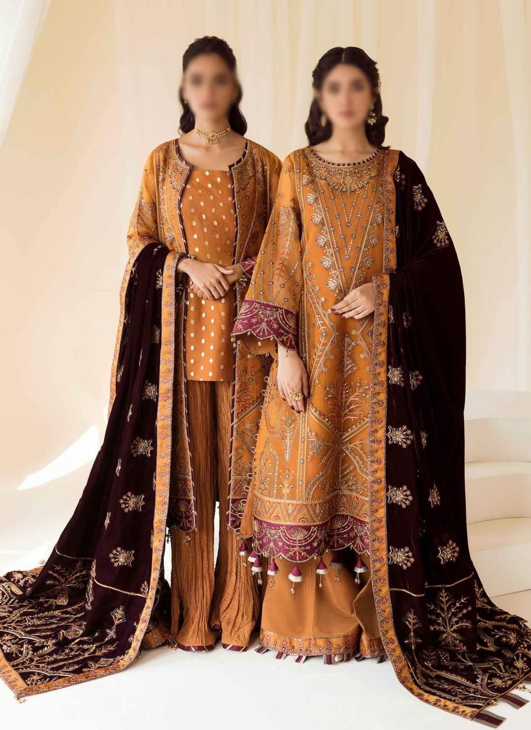 Chiffon Embroidered Suits with Embroidery Velvet Shawl and Embroidery Dupatta Unstitched 3 Piece Luxury Collection