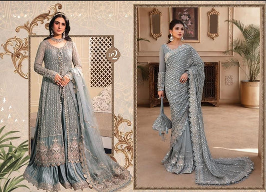 Original Maria B Blue/Grey Suit or Saree