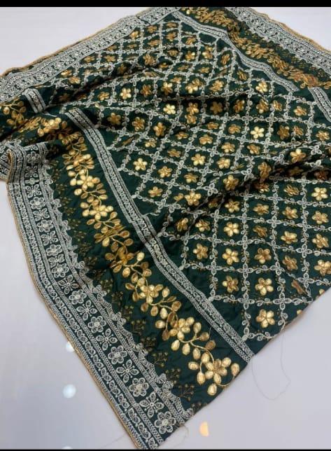 Indian Raw Silk Dupatta with Gota work