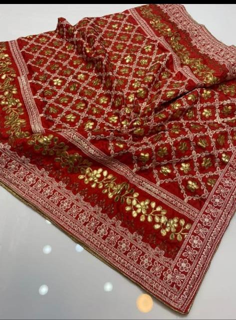 Indian Raw Silk Dupatta with Gota work