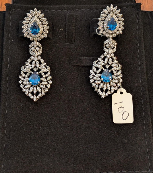 Real Silver Bianca Blue Earrings