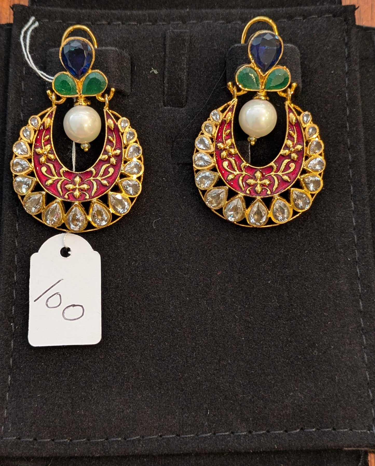 Hanging Pearl Tiered Colored Earrings