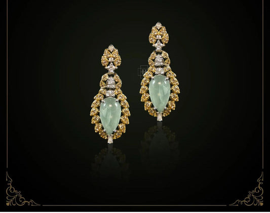 Teal and Gold Drop Earrings