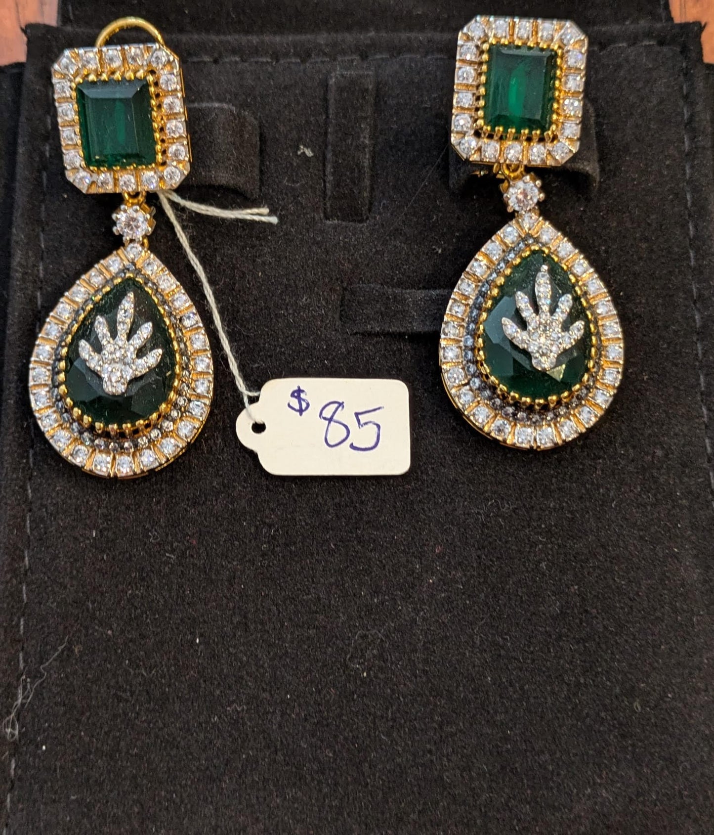 Real Silver Emerald Drop Earrings