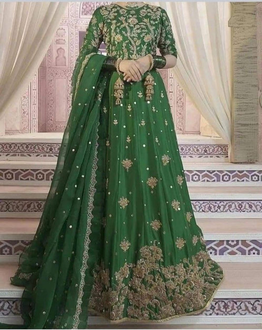 Jade Green Embroidered Dress