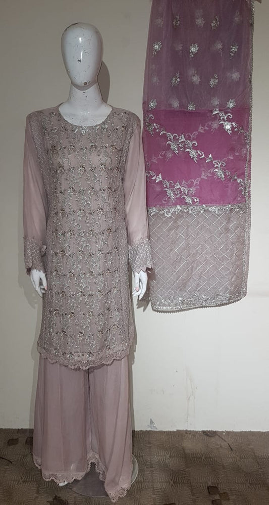 Tea Pink Chiffon 3-piece suit